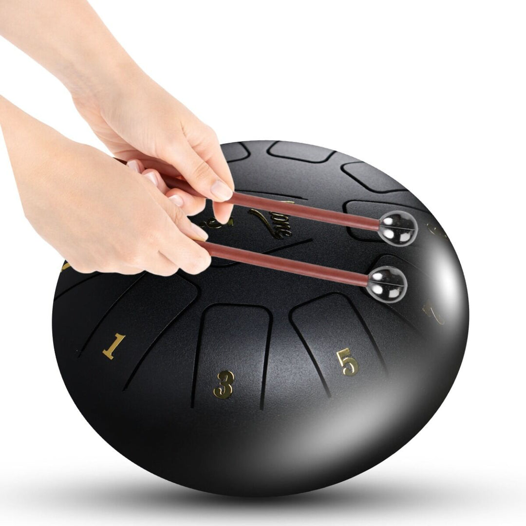 Tongue Drum 8" Nero incl. accessori (11 toni)