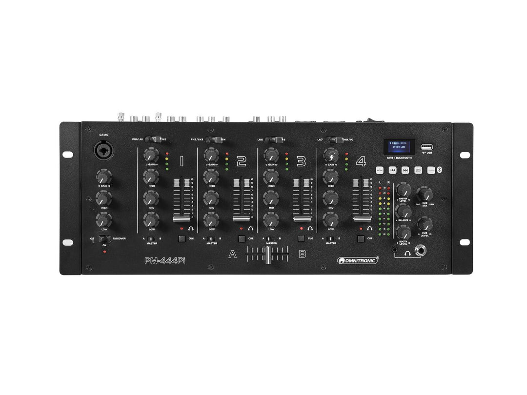 OMNITRONIC PM-444Pi Mixer DJ a 4 canali con Player e interfaccia USB