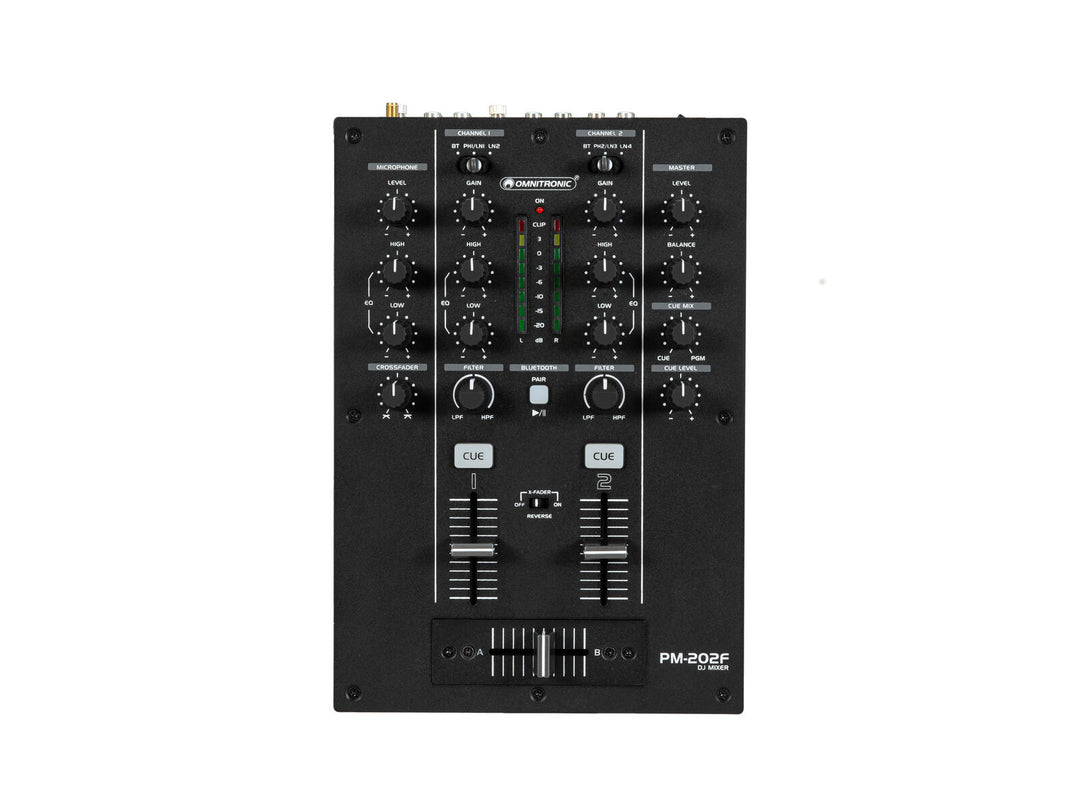 OMNITRONIC PM-202F Mixer DJ a 2 canali con filtro e Bluetooth