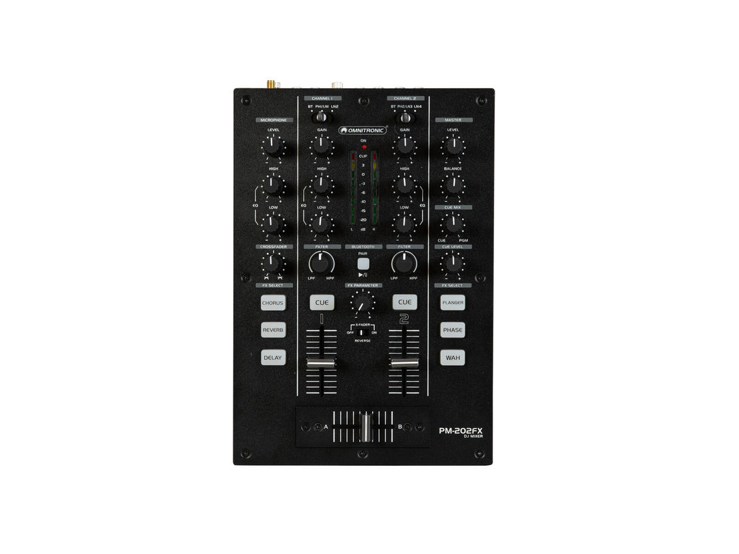 OMNITRONIC PM-202FX mixer DJ a 2 canali con filtro, FX e Bluetooth