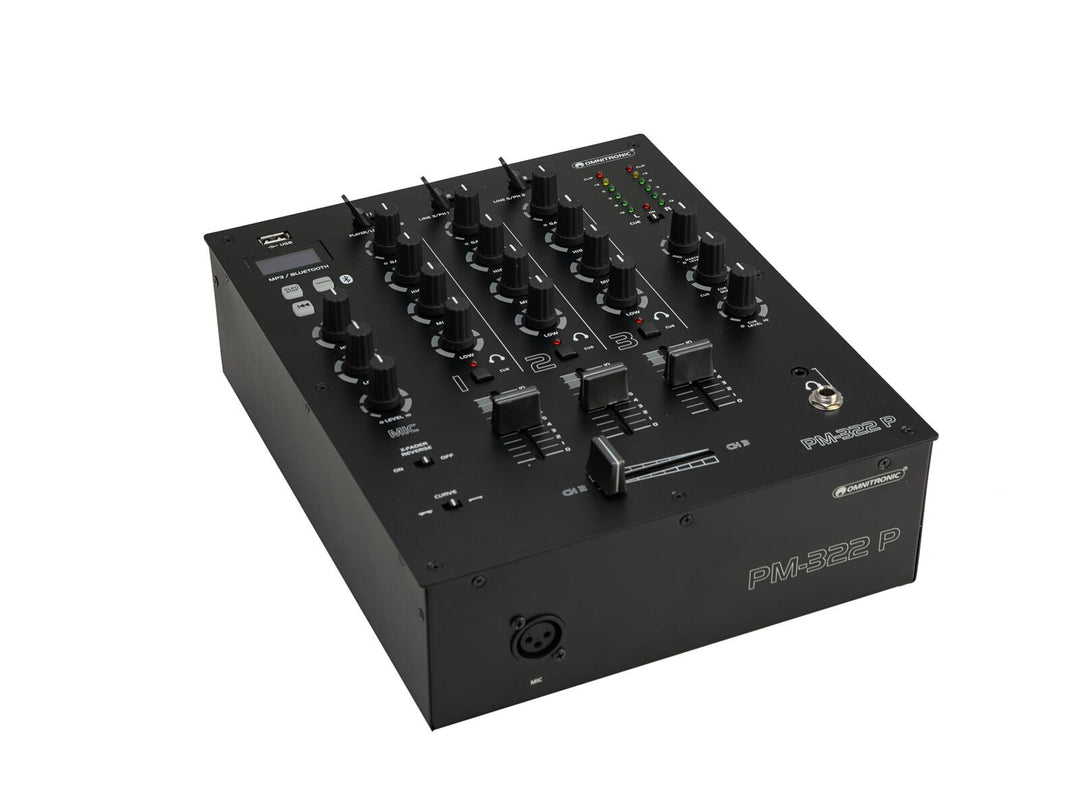 OMNITRONIC PM-322P mixer DJ a 3 canali con Bluetooth e lettore USB