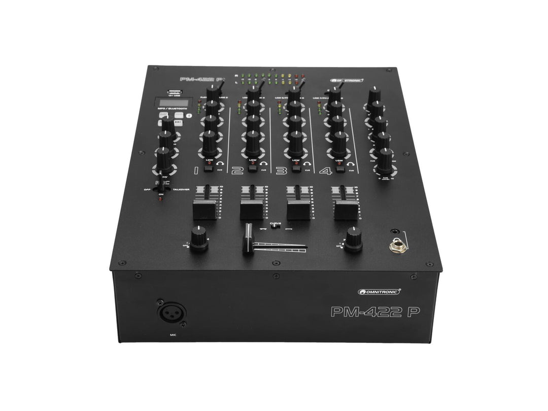 OMNITRONIC PM-422P Mixer DJ a 4 canali con Bluetooth e lettore USB