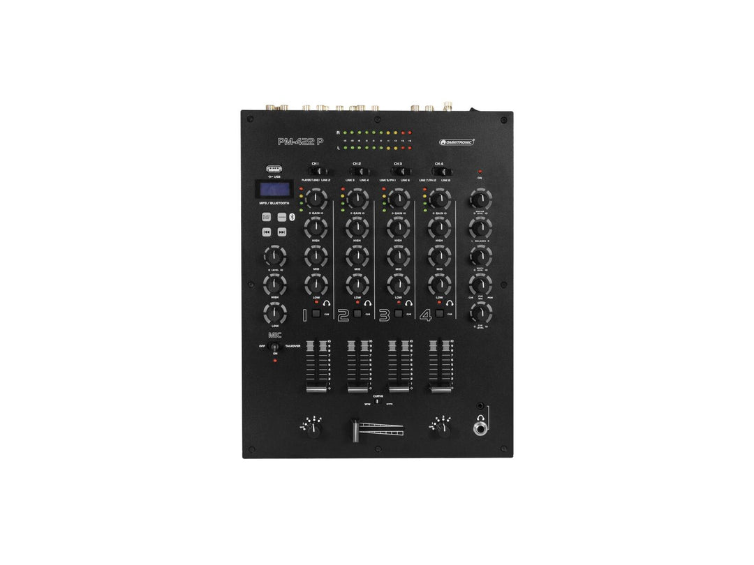 OMNITRONIC PM-422P Mixer DJ a 4 canali con Bluetooth e lettore USB