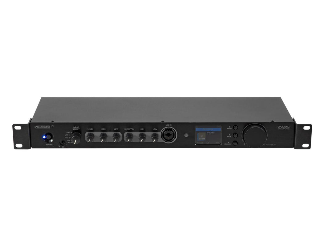 OMNITRONIC EP-220NET preamplificatore con radio Internet, DAB+ e Bluetooth