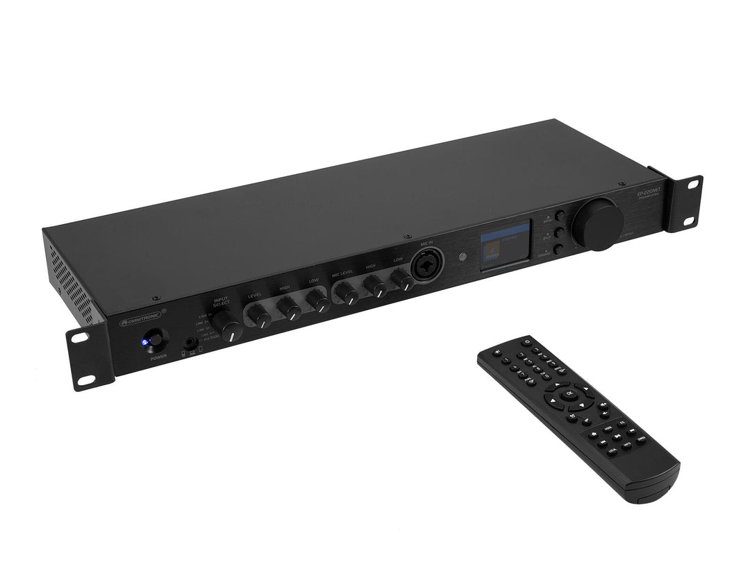 OMNITRONIC EP-220NET preamplificatore con radio Internet, DAB+ e Bluetooth
