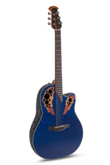Ovation E-Acoustic Guitar Celebrity Elite Plus Mid Cutaway - Blue Transparent Quilt (CE44P-8TQ-G)
