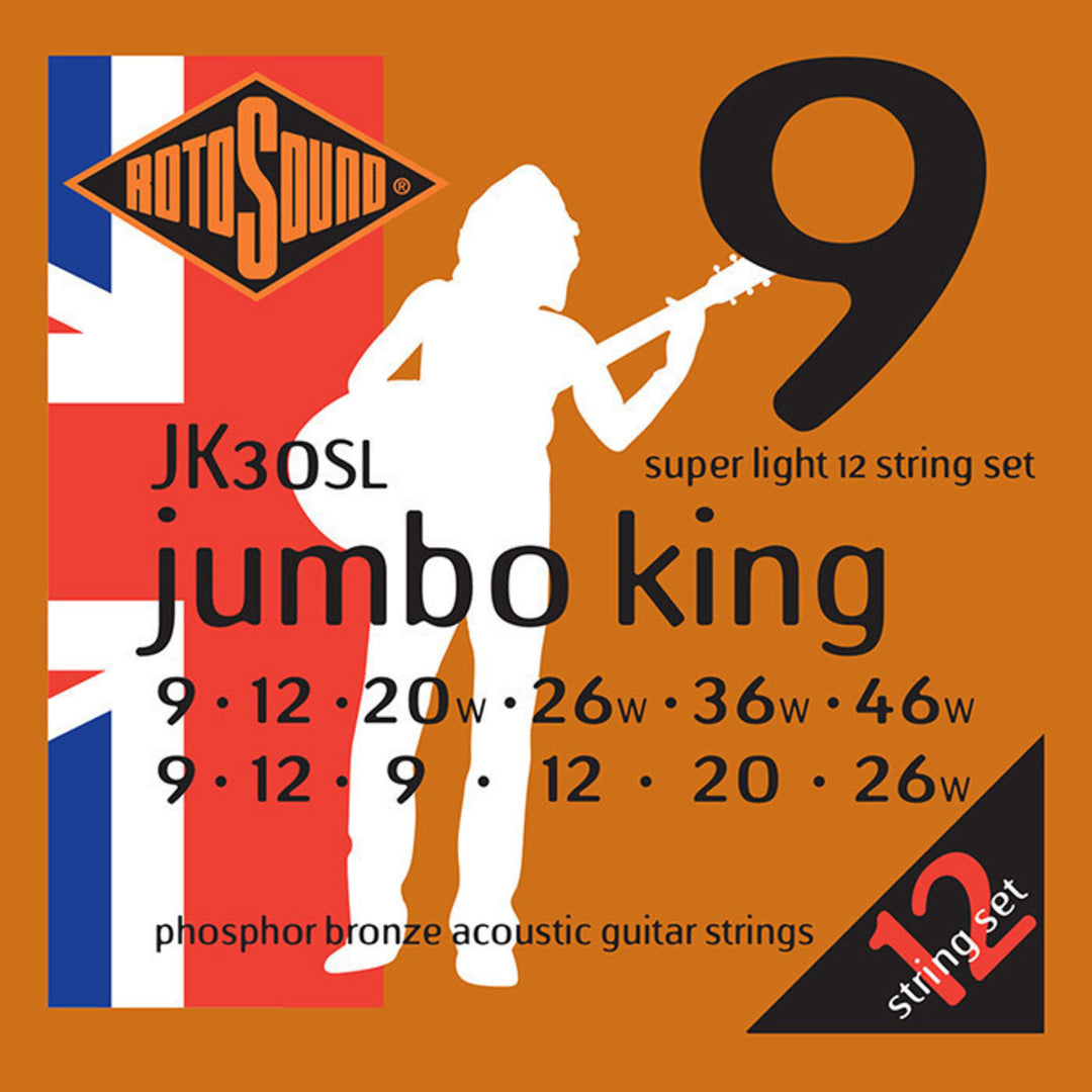 Corde Rotosound per Acoustic chitarre Jumbo King - Set 12-string Super Light 9-46 (JK30SL)