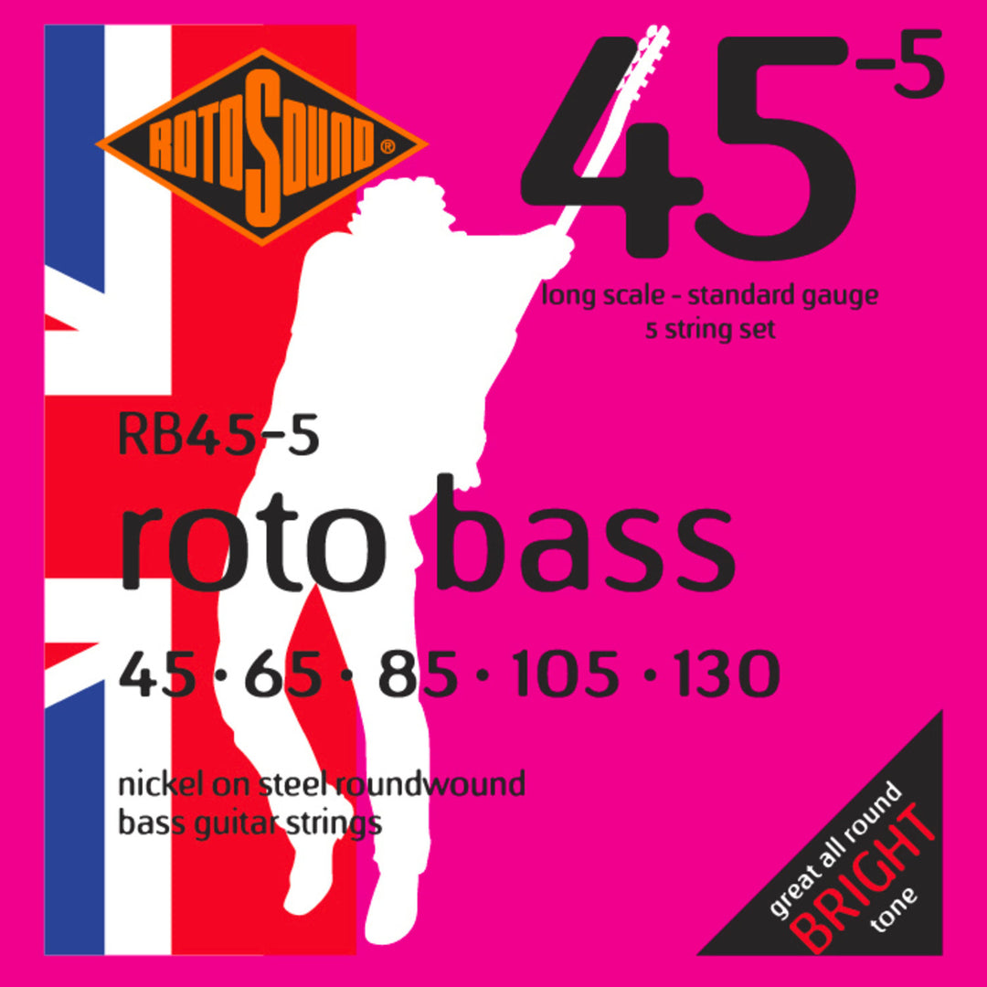 Rotosound Corde per basso elettrico Roto Bass - Set a 5 corde Nickel Standard 45-130 (RB45-5)