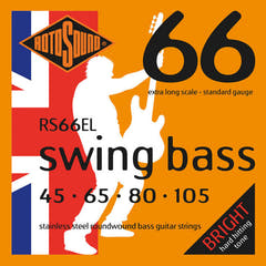 Rotosound Corde per basso elettrico Swing Bass 66 - Set 4 corde Ex long Custom 45-105 (RS66EL)