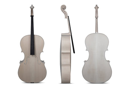 GEWA violoncello non verniciato 4/4, Guarneri, fiammatura superiore