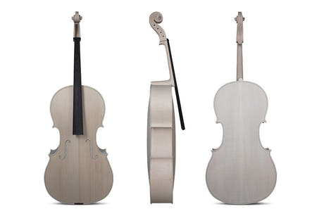 GEWA violoncello 4/4 non verniciato, Stradivari Davidoff, splendidamente fiammato