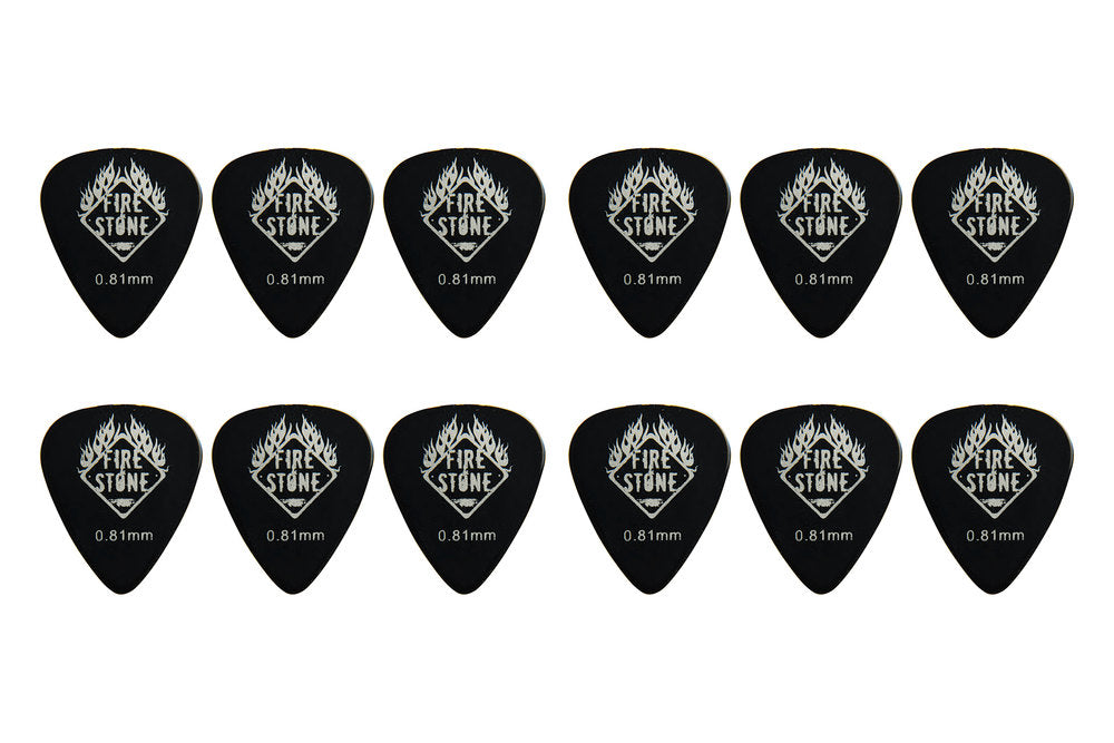 Fire & Stone Classic plettri in celluloide, 0,81 mm, nero, 12 pz.