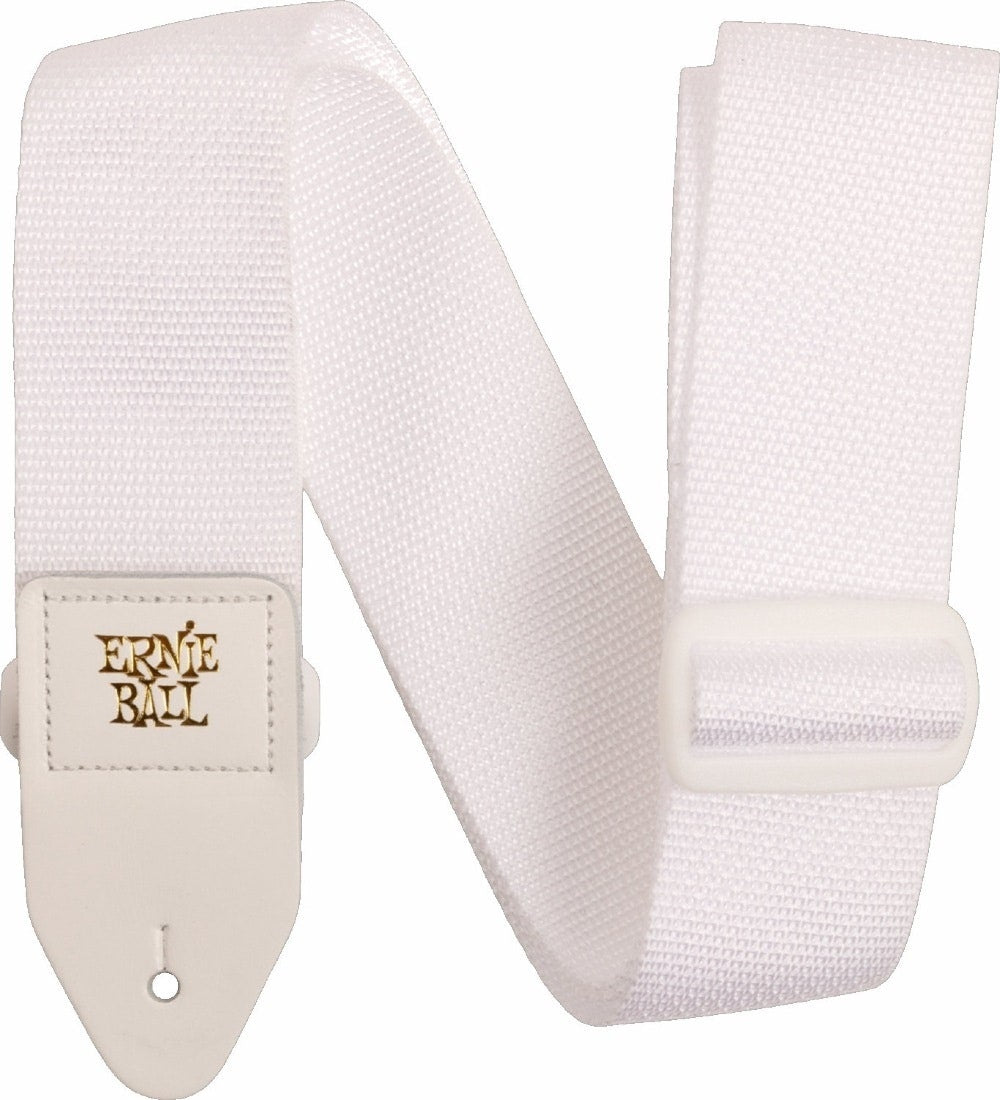 Ernie Ball 5350 PolyPro Guitar Strap White with White Leathe