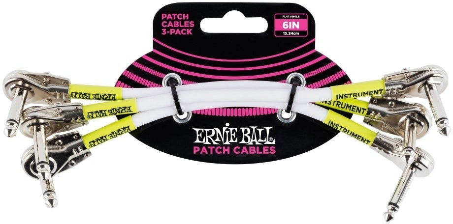 Ernie Ball-6052 Cavo patch con connettori piatti bianchi 15 cm,