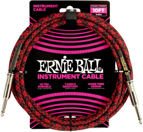 Ernie Ball 6394 Cavo per strumenti 3 M (10 ft) - Black e rosso