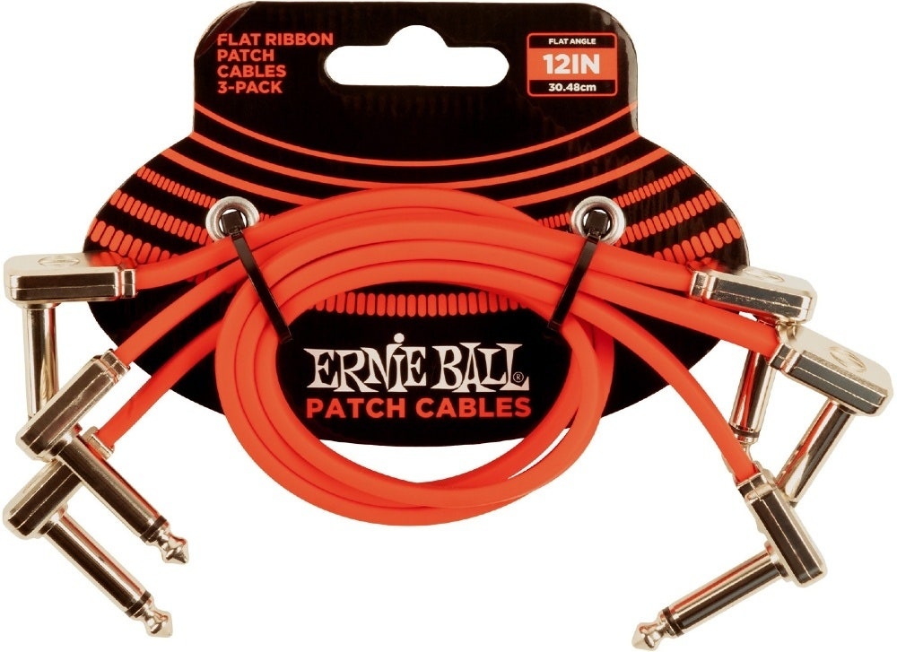 Ernie Ball-6403 Cavo Flat Patch 30cm, Red. Confezione da 3