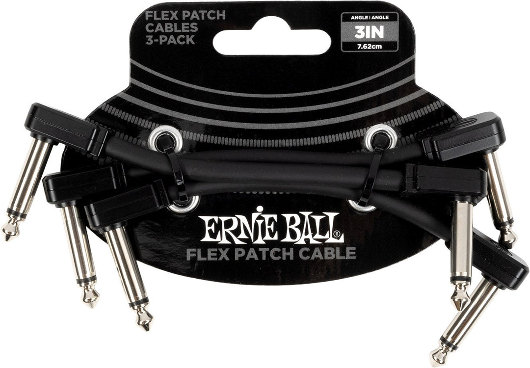 Ernie Ball 6443 Flex Cavo patch Black 7,5cm 3-Pack