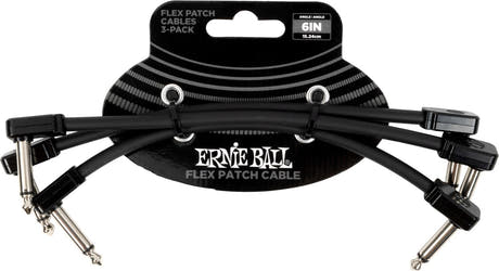 Ernie Ball 6444 Flex Cavo patch Black 15cm 3-Pack