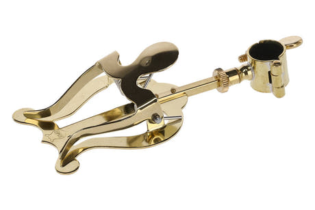 GEWA lira per tromba, piccola, ottone giallo, anello di serraggio Ø 14 mm
