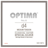 Optima No. 6 corda D4 per chitarra classica, argentata, tensione medium