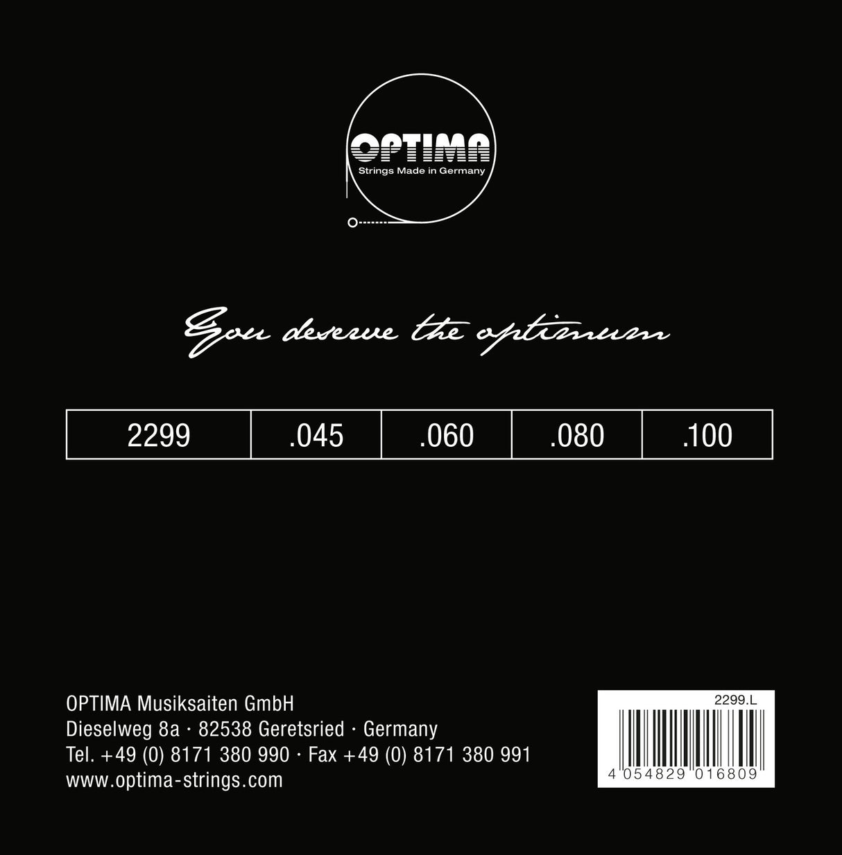Optima E-Bass Strings Gold Strings Round Wound long scale - Set 4-string reg-light (2299L)