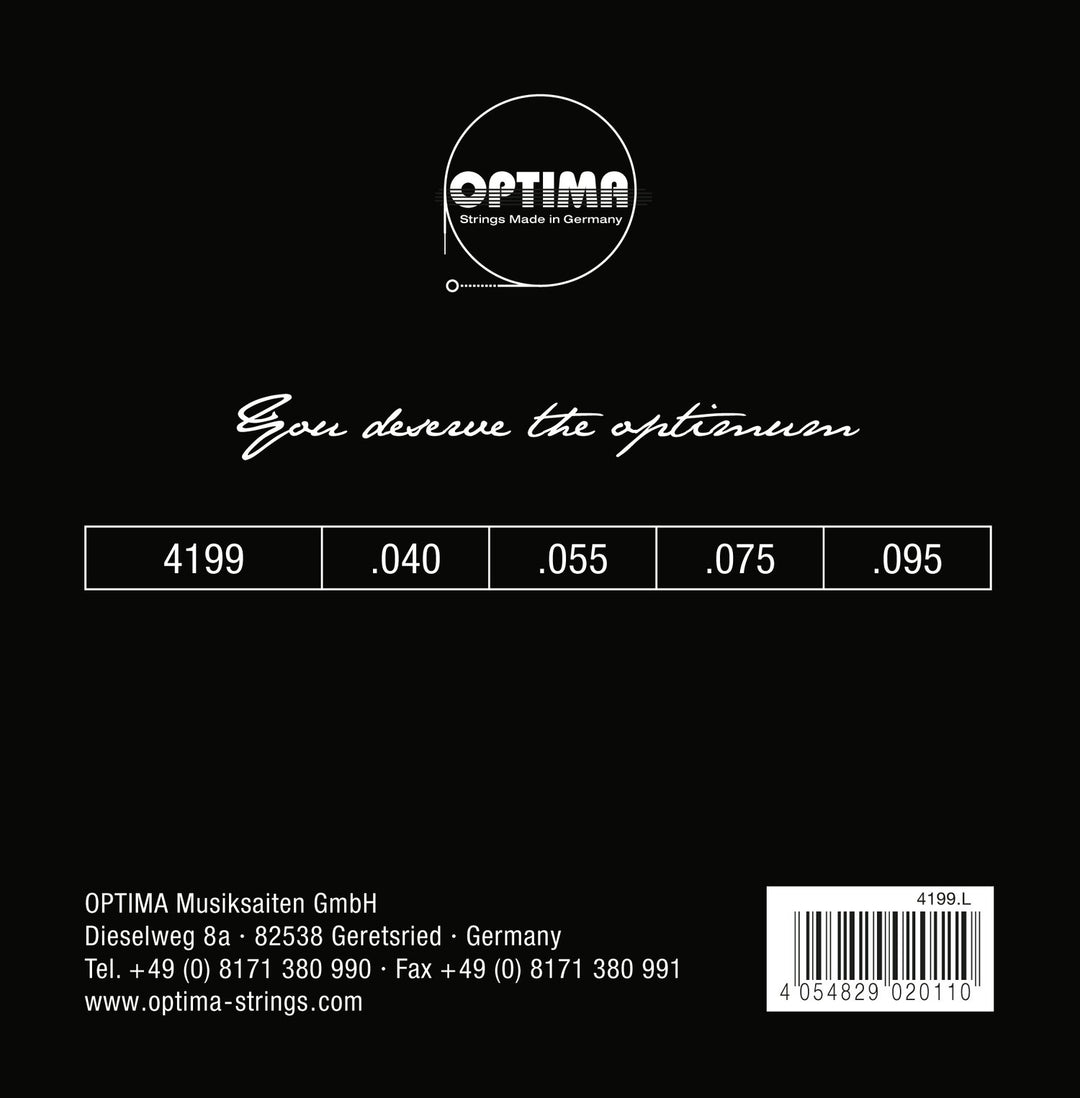 Optima corde per basso elettrico Chrome Strings round wound long scale - set 4 corde light (4199L)