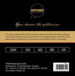 Optima Corde per basso elettrico Unique studio golden strings - 4 corde, scala lunga (2409L)