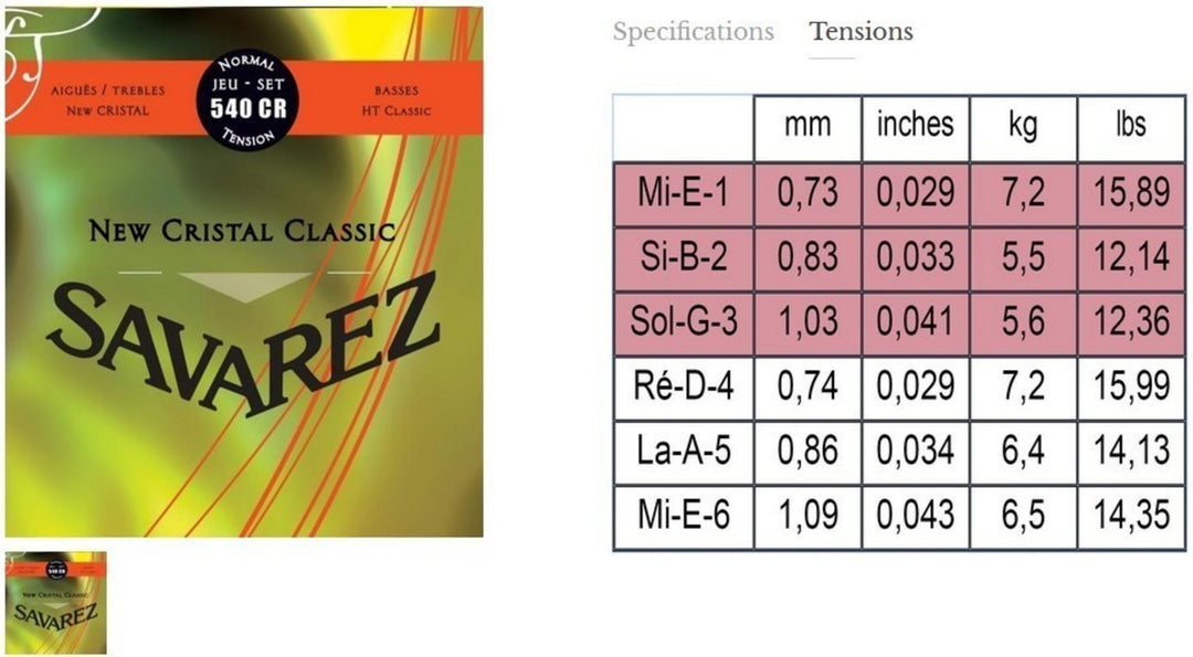 Savarez Strings for classic guitar New Cristal Classic - Set (540CR)