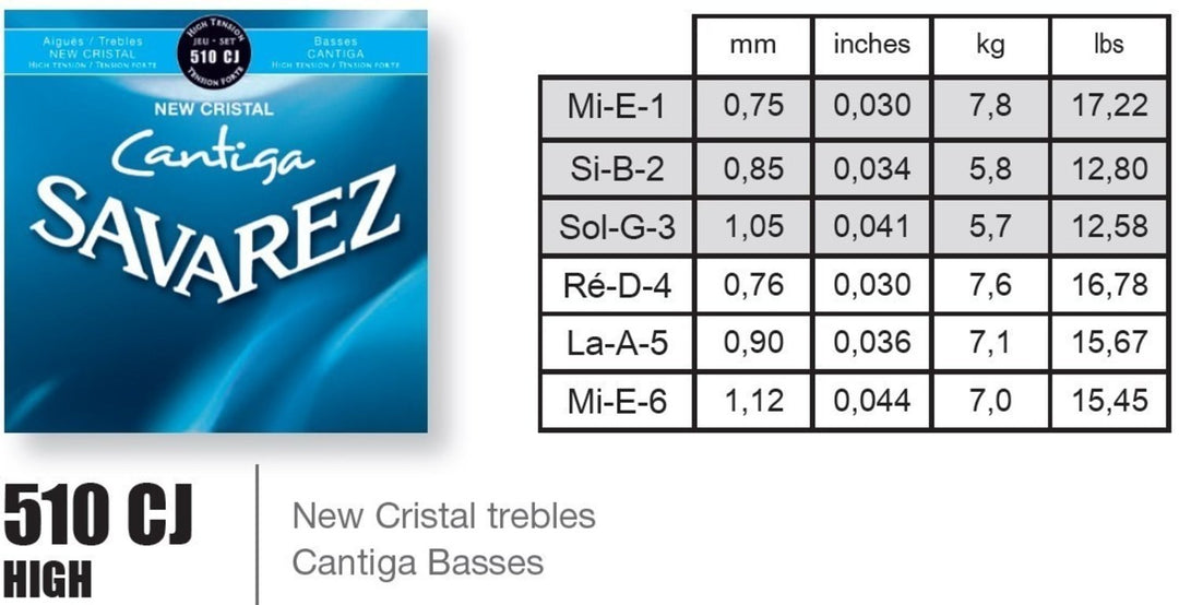 Savarez Corde per chitarra classica New Cristal Cantiga Premium - Set high (510CJP)