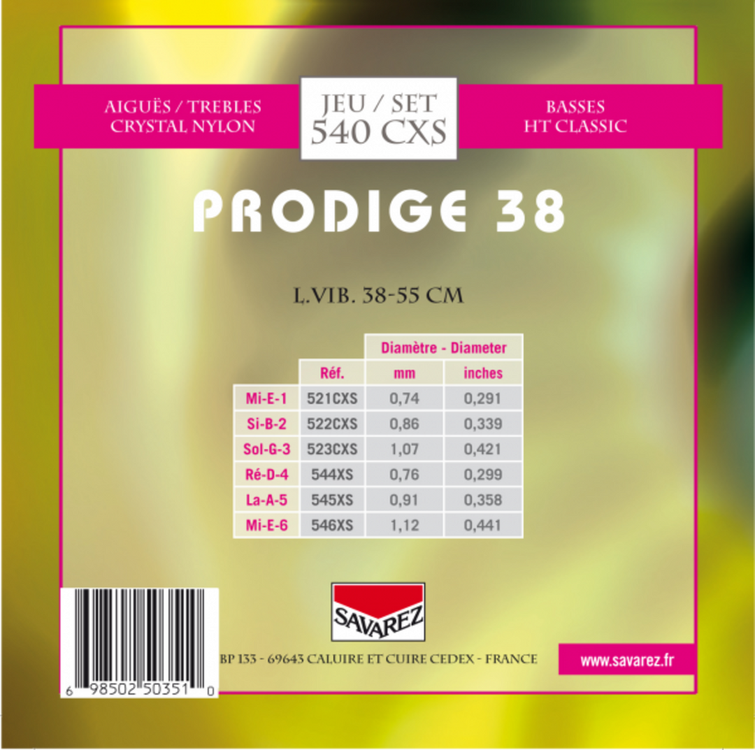 Savarez Strings for classic chitarre Prodige 38 Children's Guitar - 1/8-1/2 Nylon (540CXS)