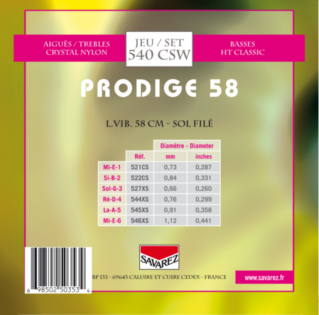 Savarez Strings for classic chitarre Prodige 38 Children's Guitar - 3/4-7/8 Nylon Gw (540CSW)