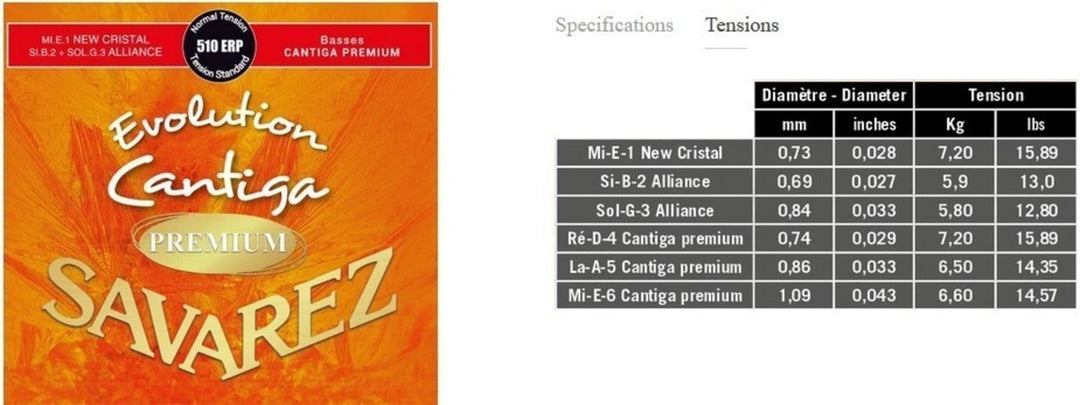 Savarez Corde per Chitarre classiche Evolution Cantiga Premium - Set 510ERP (normale/medium)