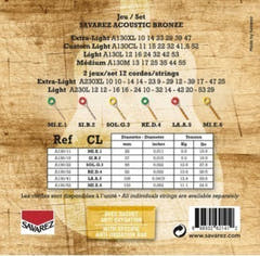 Savarez A130CL Bronze corde per chitarra western, custom light .011 a .052