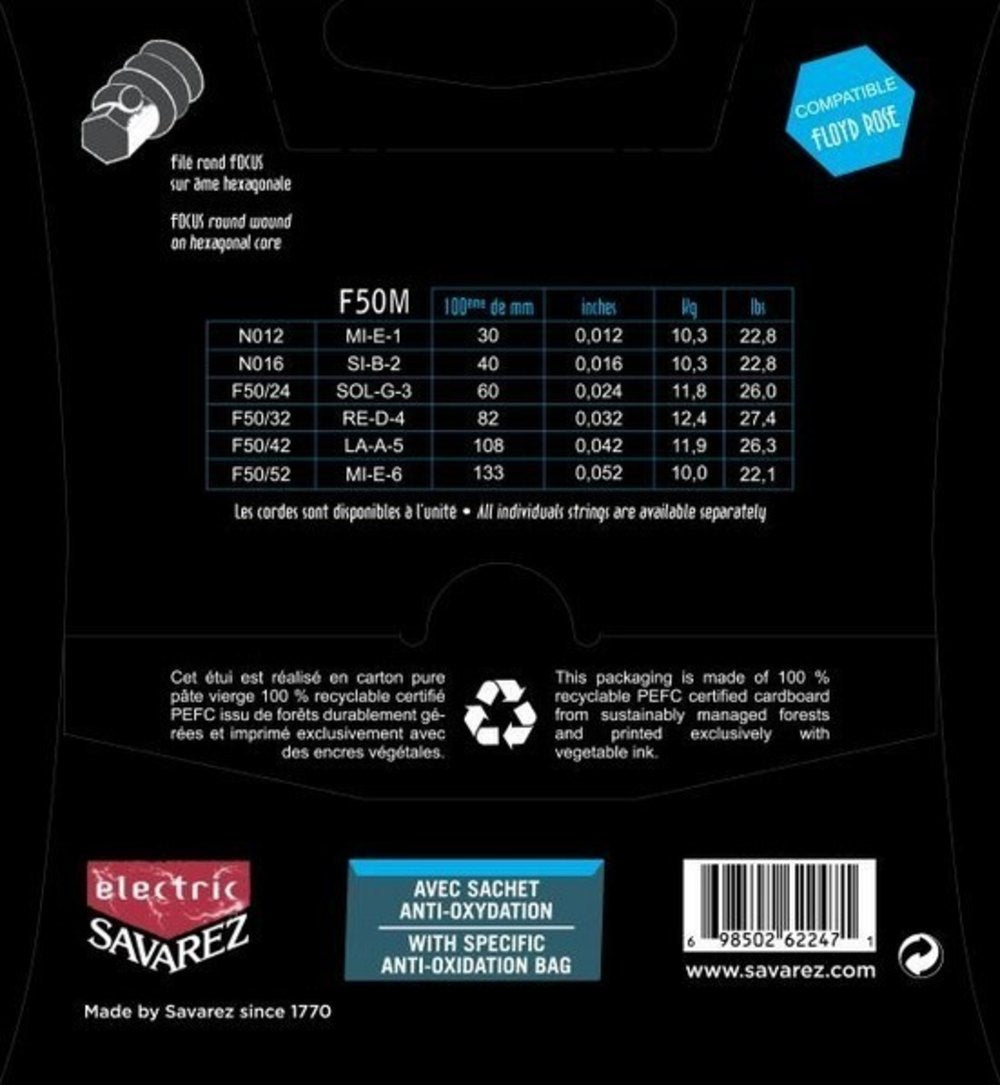 Savarez F50M Focus corde per chitarra elettrica, medium .012 a .052
