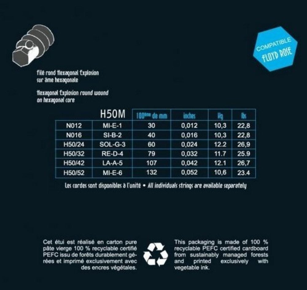 Corde per chitarra elettrica Savarez H50M Hexagonal Explosion, medium da .012 a .052