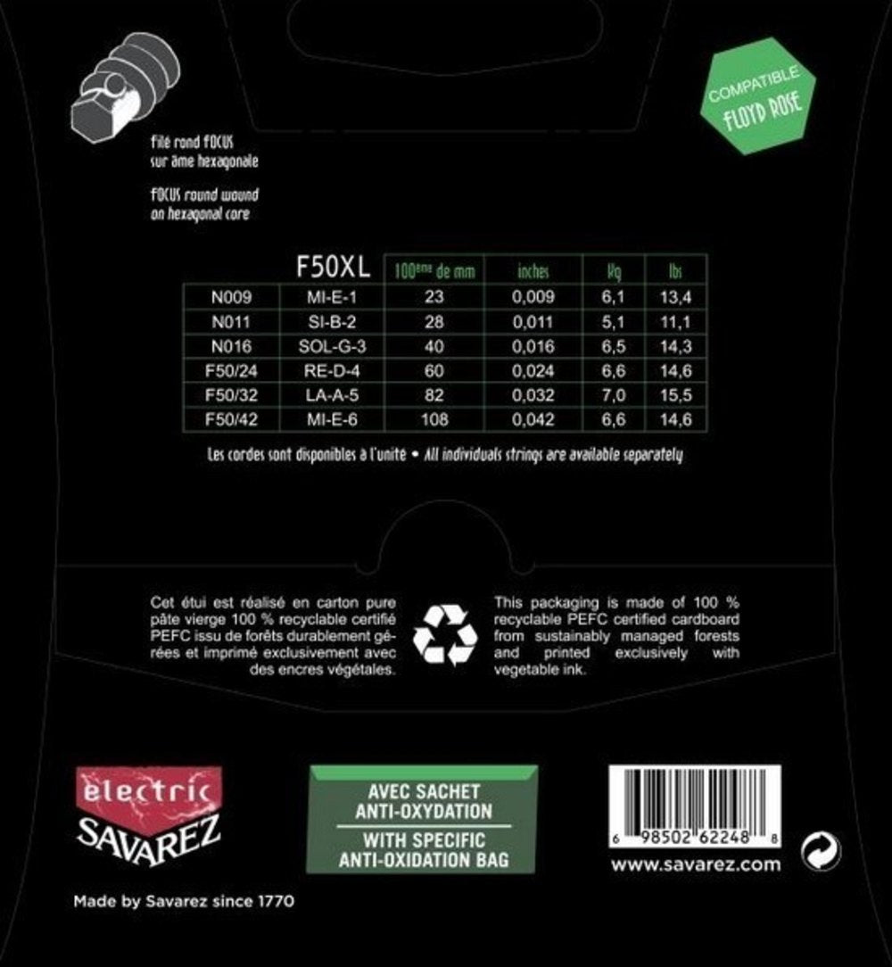 Savarez F50XL Focus corde per chitarra elettrica, extra light .009 a .042