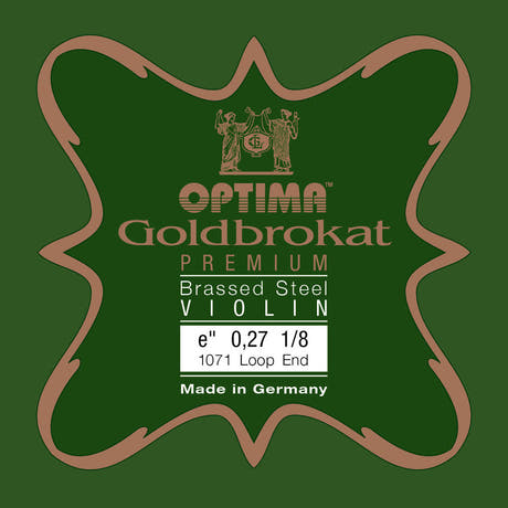 Optima Goldbrokat Premium Brassed corda E per violino 1/8, 0,27 mm, ad asola