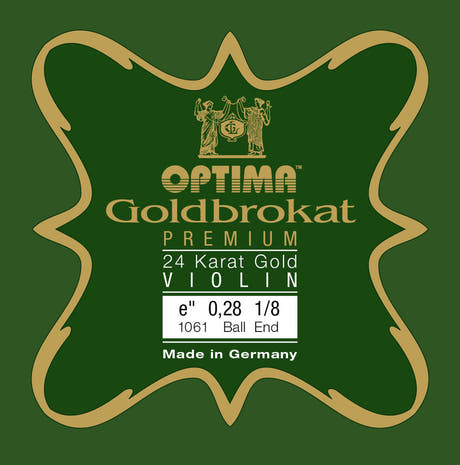 Optima Goldbrokat 24K Gold corda E per violino 1/8, 0,28 mm, pallino