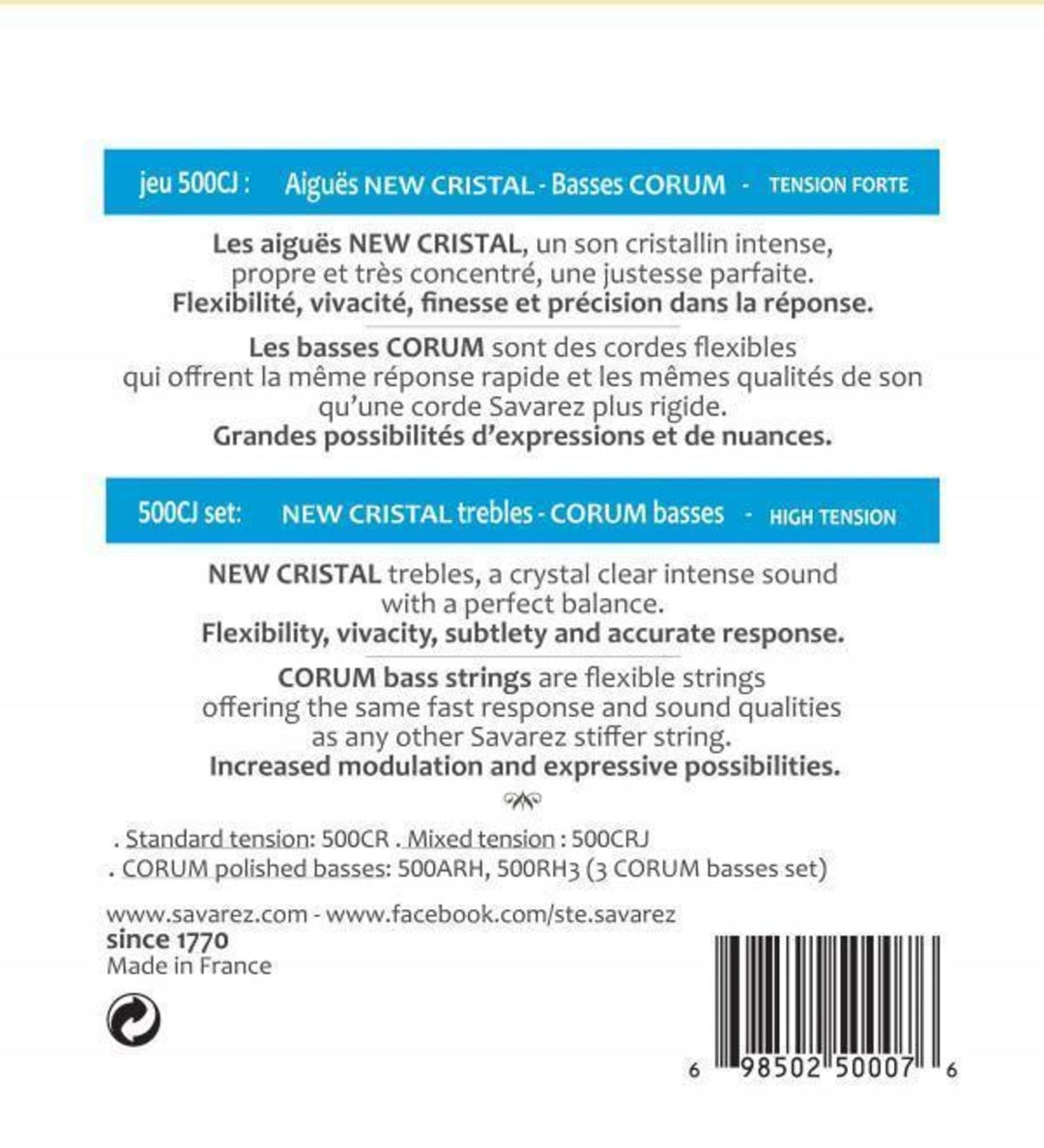 Savarez Corde per chitarra classica Corum New Cristal - Set (500CJ)