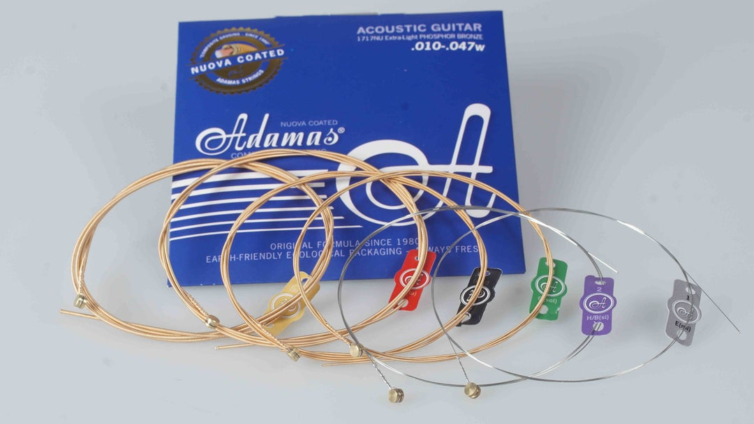 Adamas Strings for Acoustic Guitar Nuova phosphor bronze coated set (3) - Set of 3 Ex-Light .010 (1717NU-3)
