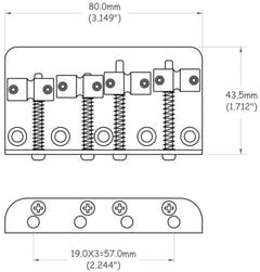 Ponte per basso elettrico Partsland a 4 corde - cromato