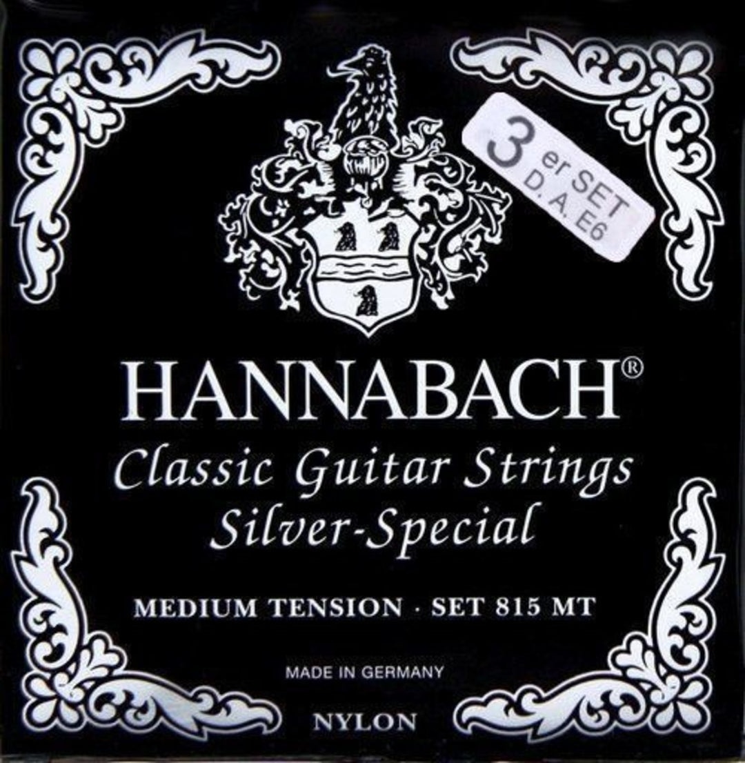 Corde Hannabach per chitarra classica Serie 815 Medium tension Silver special - Set di 3 bassi (8157MT)
