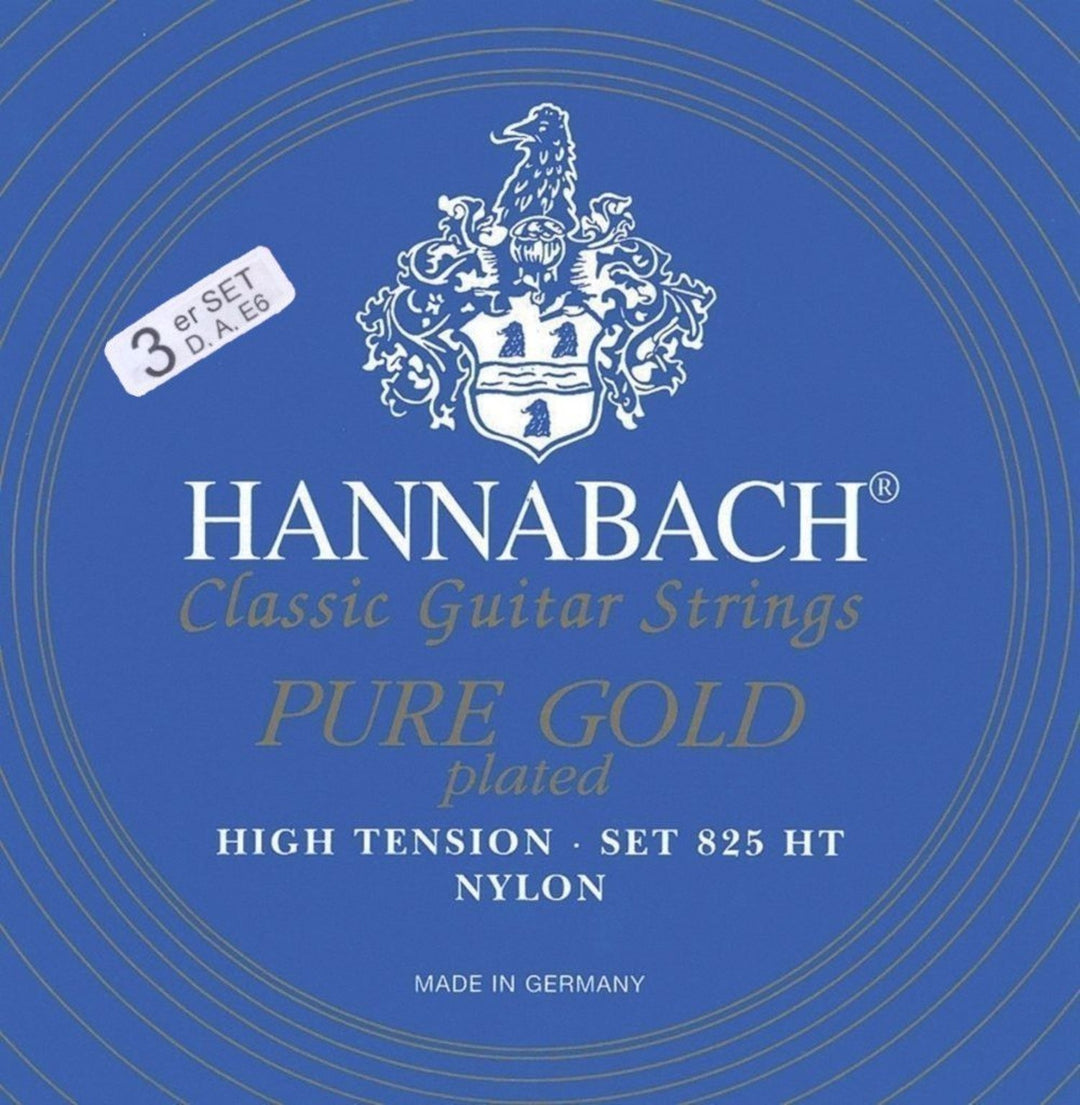 Hannabach Strings for classic guitar Serie 825 High tension specializzate placcate in oro - 3er Bass High (8258HT)