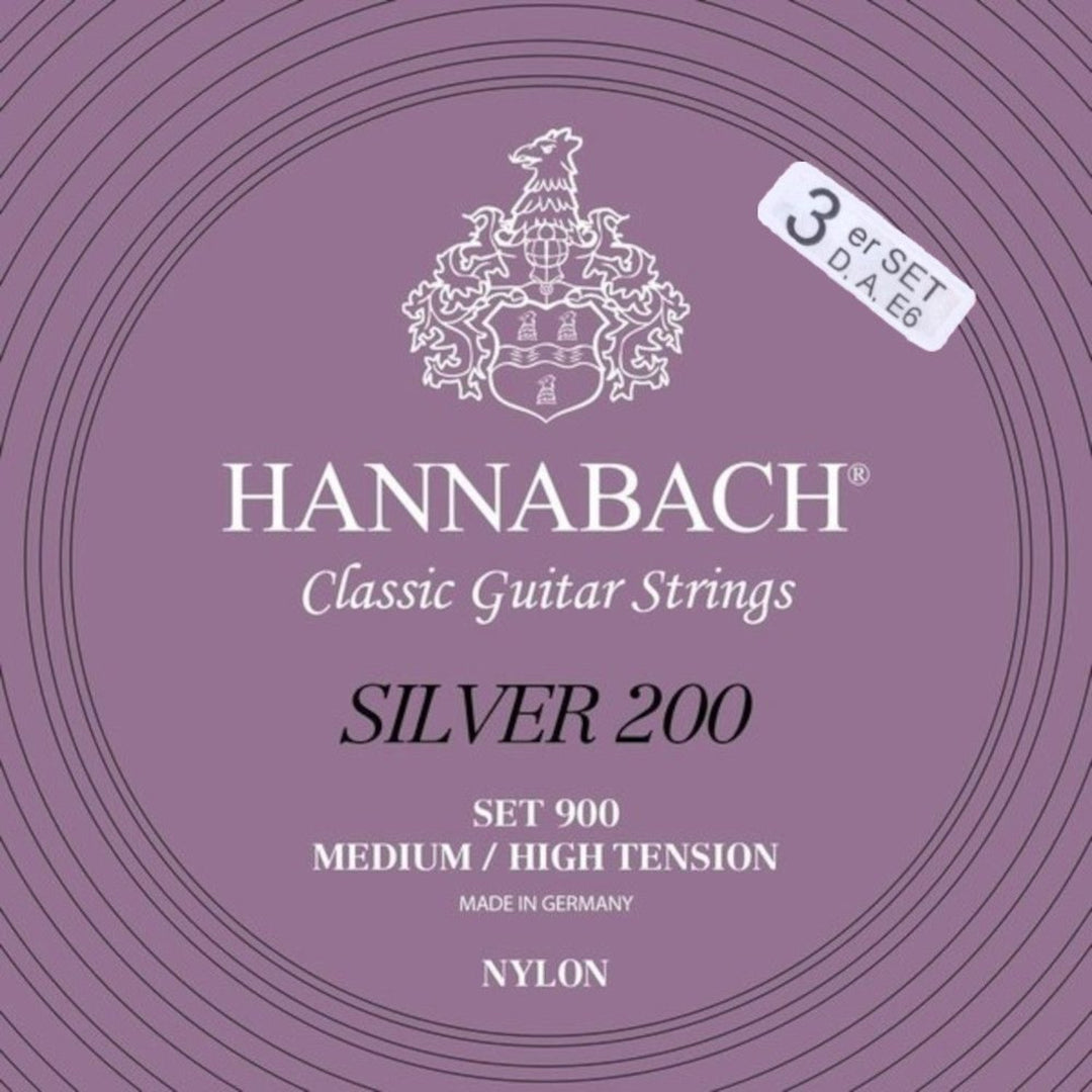 Corde Hannabach per chitarra classica Series 900 tensione Medium/High Silver 200 - 3er Bass med-hi (9007MHT)
