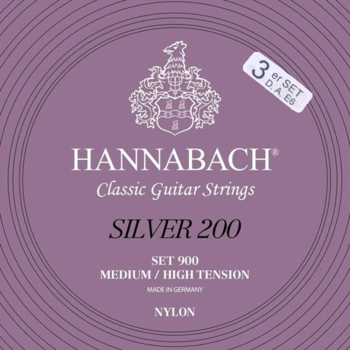 Hannabach Strings for classic guitar Series 900 Medium/High Tension Silver 200 - 3er Bass med-hi (9007MHT)