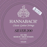 Hannabach Strings for classic guitar Series 900 Medium/High Tension Silver 200 - 3er Bass med-hi (9007MHT)