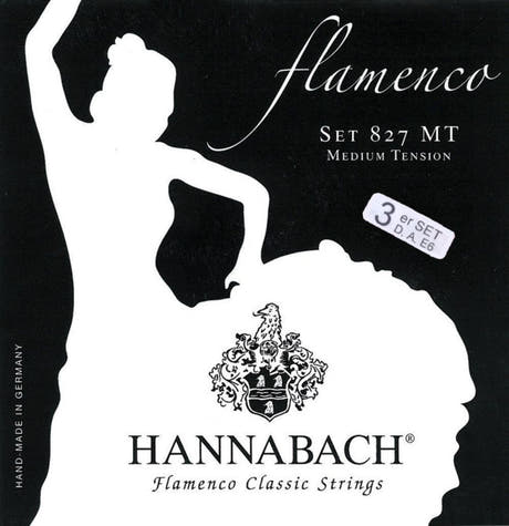 Hannabach Strings for classic guitar Serie 827 Medium Tension Flamenco - Set of 3 Bass (8277MT)