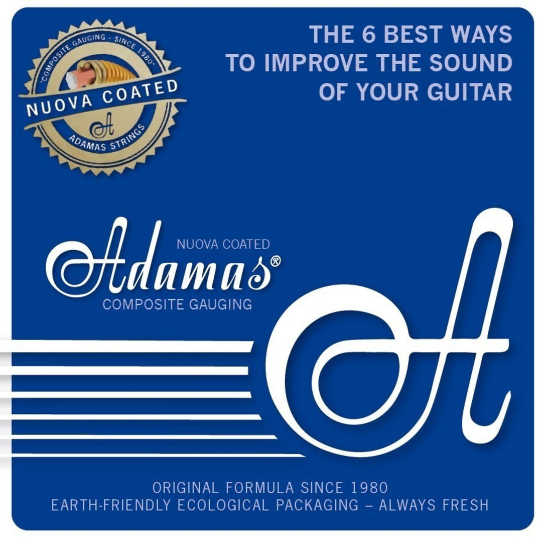 Adamas Strings for Acoustic Guitar Nuova phosphor bronze coated set (3) - Set of 3 Ex-Light .010 (1717NU-3)
