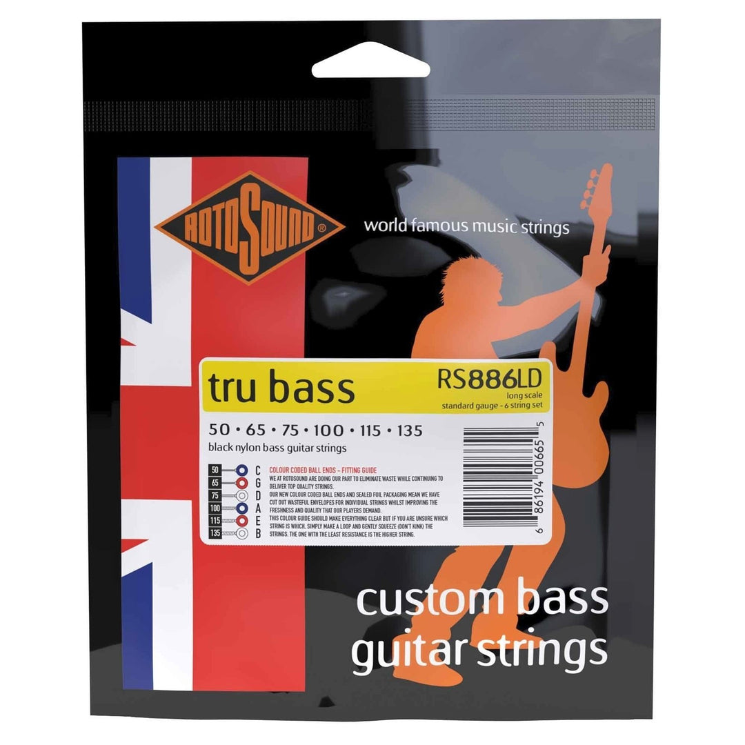 Rotosound E-Bass Strings Tru Bass 88 - Set 6-string Long 50-135, Long scale: lunghezza della scala (34"/860mm) - fino a medium (32"/810mm) (RS886LD)