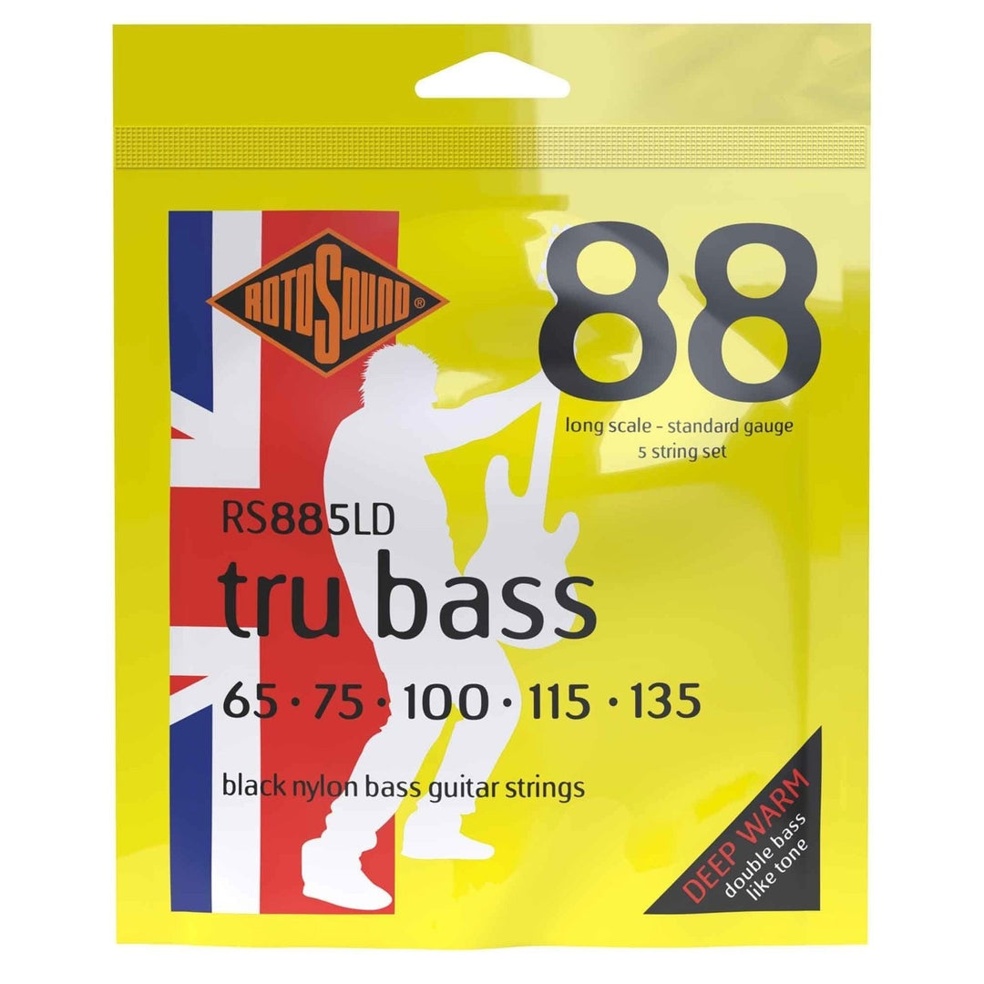 Rotosound Corde per E-Bass Tru Bass 88 - set 5-string Long 65-135; Long scale: lunghezza della scala (34"/860mm) - a medium (32"/810mm) (RS885LD)